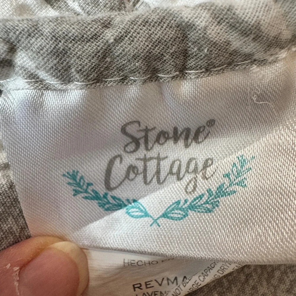 Stone Cottage Ticking Stripe Quilt Grey White 62x80 Cotton Farmhouse Bedding